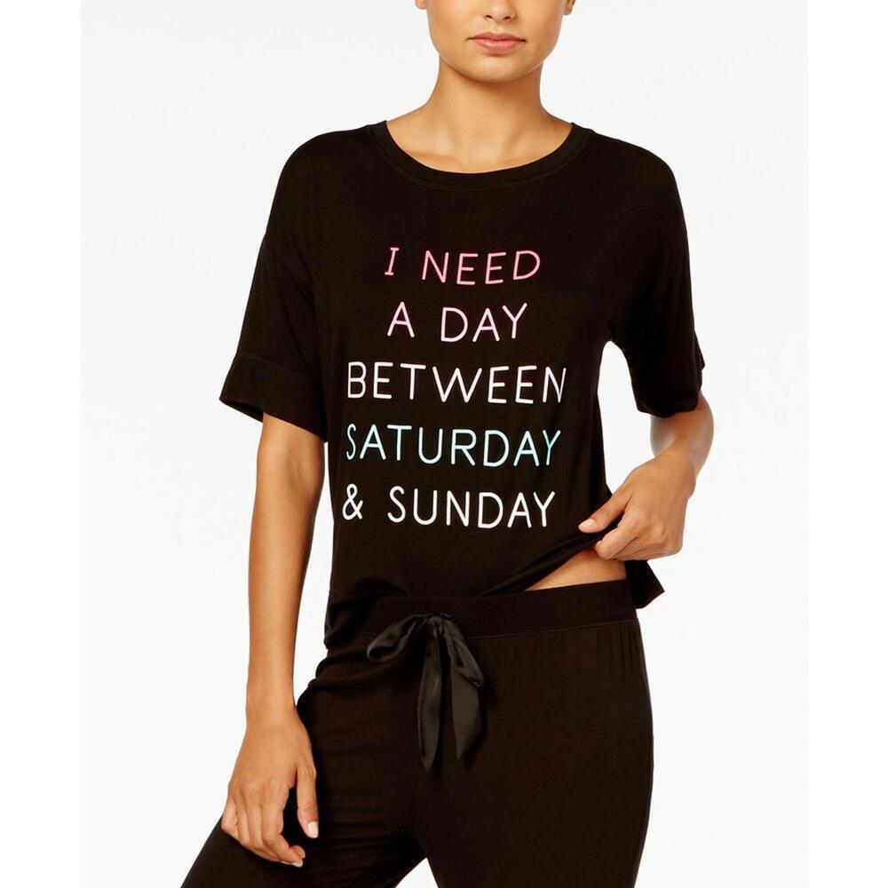 Jenni By Jennifer Moore Womens Graphic Print Pajama Top Only,1-Piece Size S